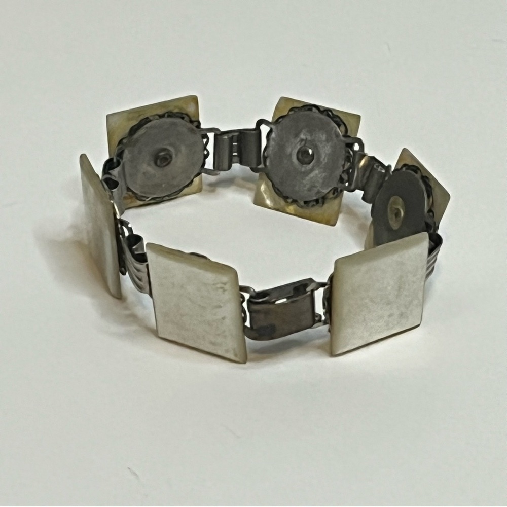 Faux, Costume, Estate Jewelry, Block White Tone, Bracelet